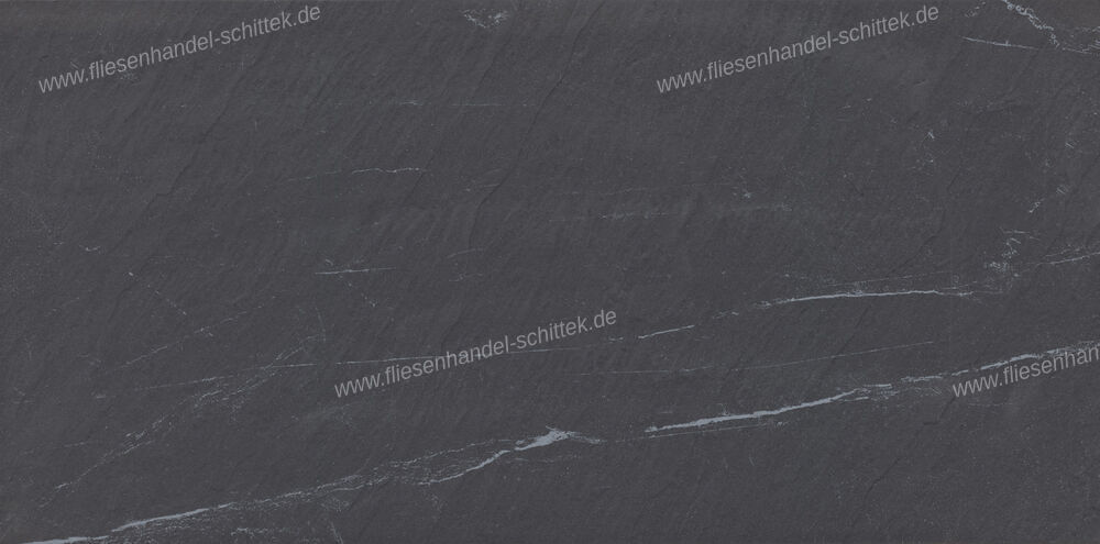 Fliese - 35 x 70 cm - V&B, Art.2170 LU90 Lucerna Schwarz Matt Schieferstruktur Reliefiert